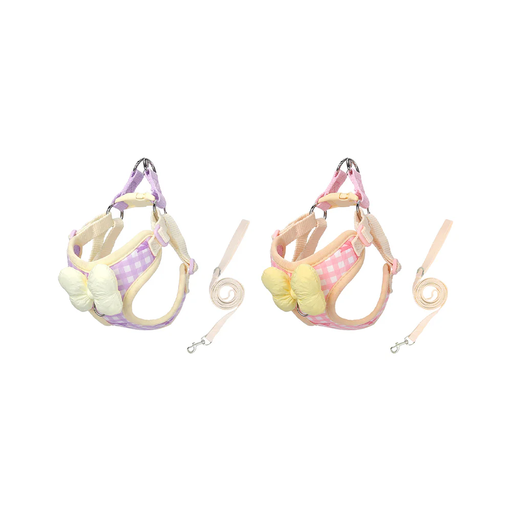 Dog & Cat Harness & Leash Set | Lightweight Check Pattern