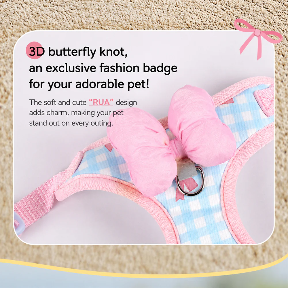 Dog & Cat Harness & Leash Set | Lightweight Check Pattern - Image 6