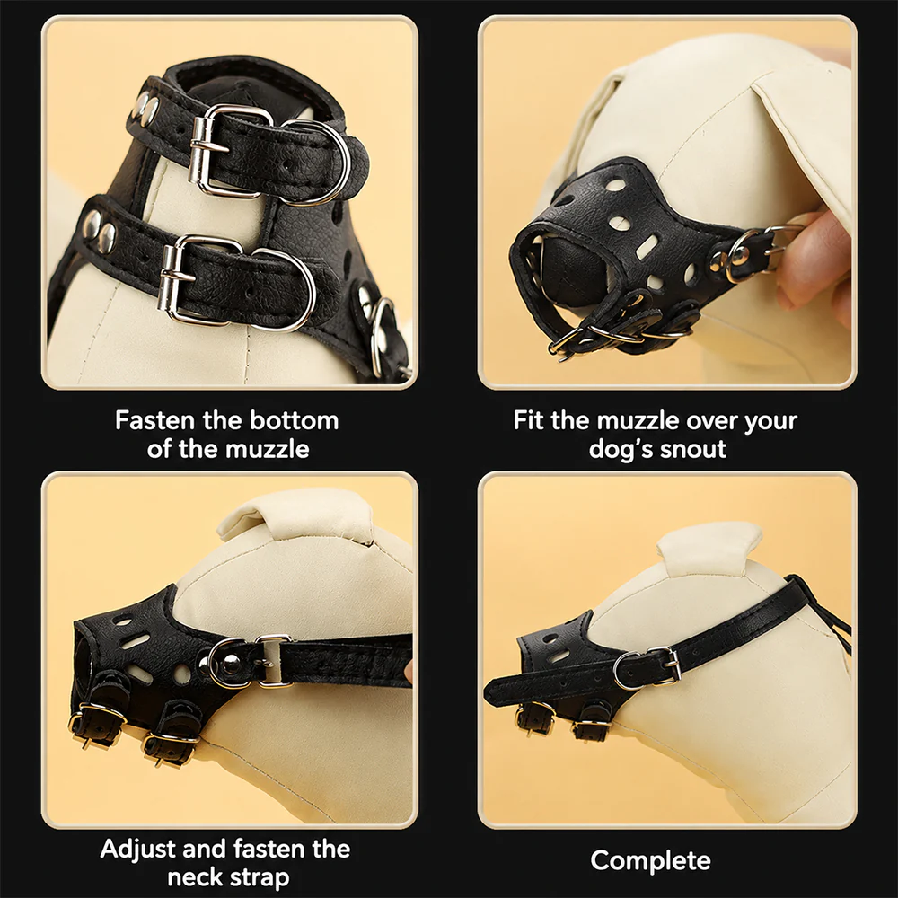 Dog Muzzle – Anti-Bite Anti-Scavenge Adjustable PU Leather - Image 10