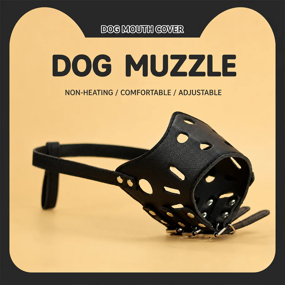 Dog Muzzle – Anti-Bite Anti-Scavenge Adjustable PU Leather - Image 2