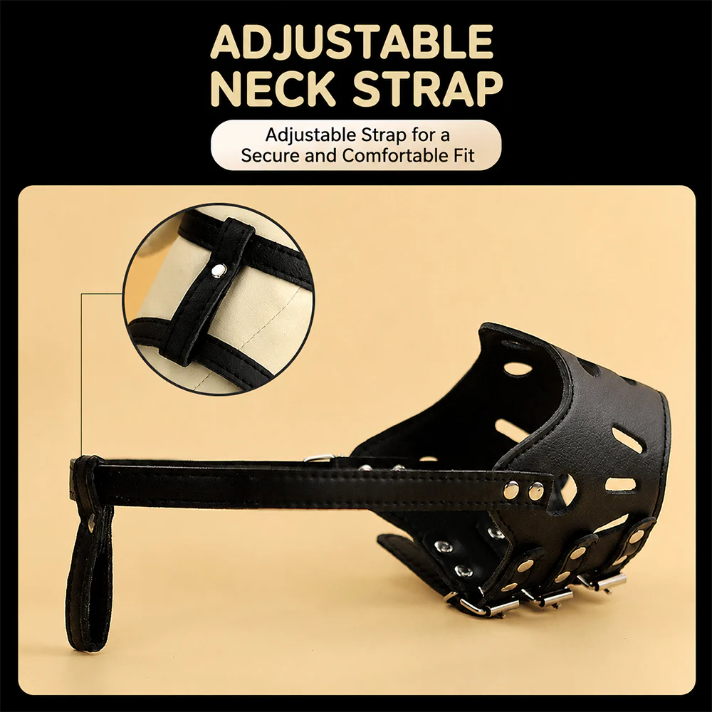 Dog Muzzle – Anti-Bite Anti-Scavenge Adjustable PU Leather - Image 4