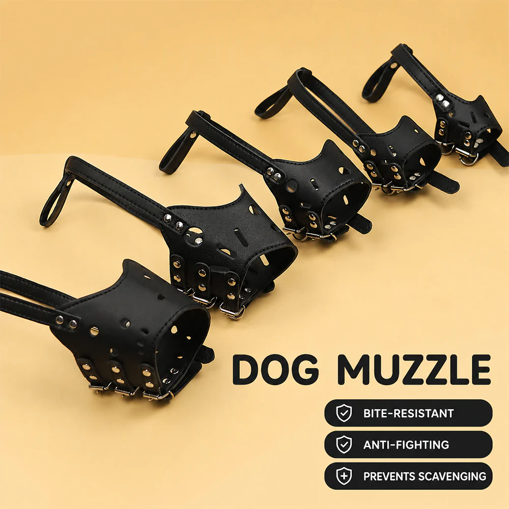 Dog Muzzle – Anti-Bite Anti-Scavenge Adjustable PU Leather - Image 7