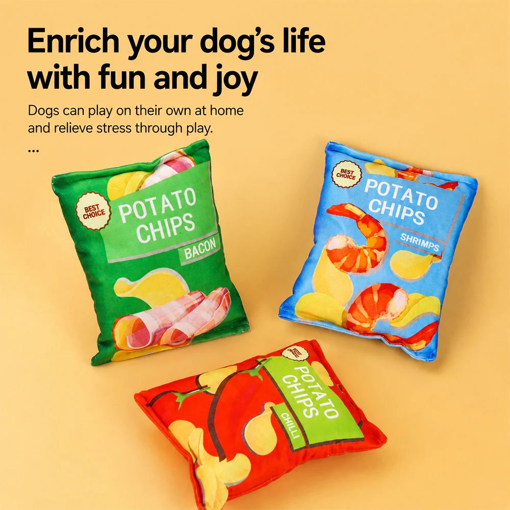 Dog Toy Plush Crinkle Squeaky Chips Bag Interactive Toy - Image 4