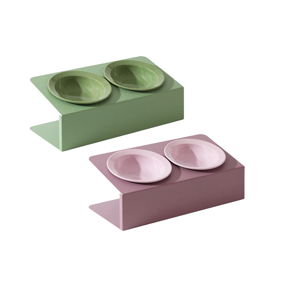Double Ceramic Pet Bowl With High Stand - 200ml