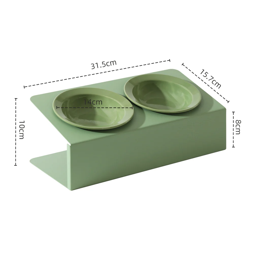Double Ceramic Pet Bowl With High Stand - 200ml - Image 2