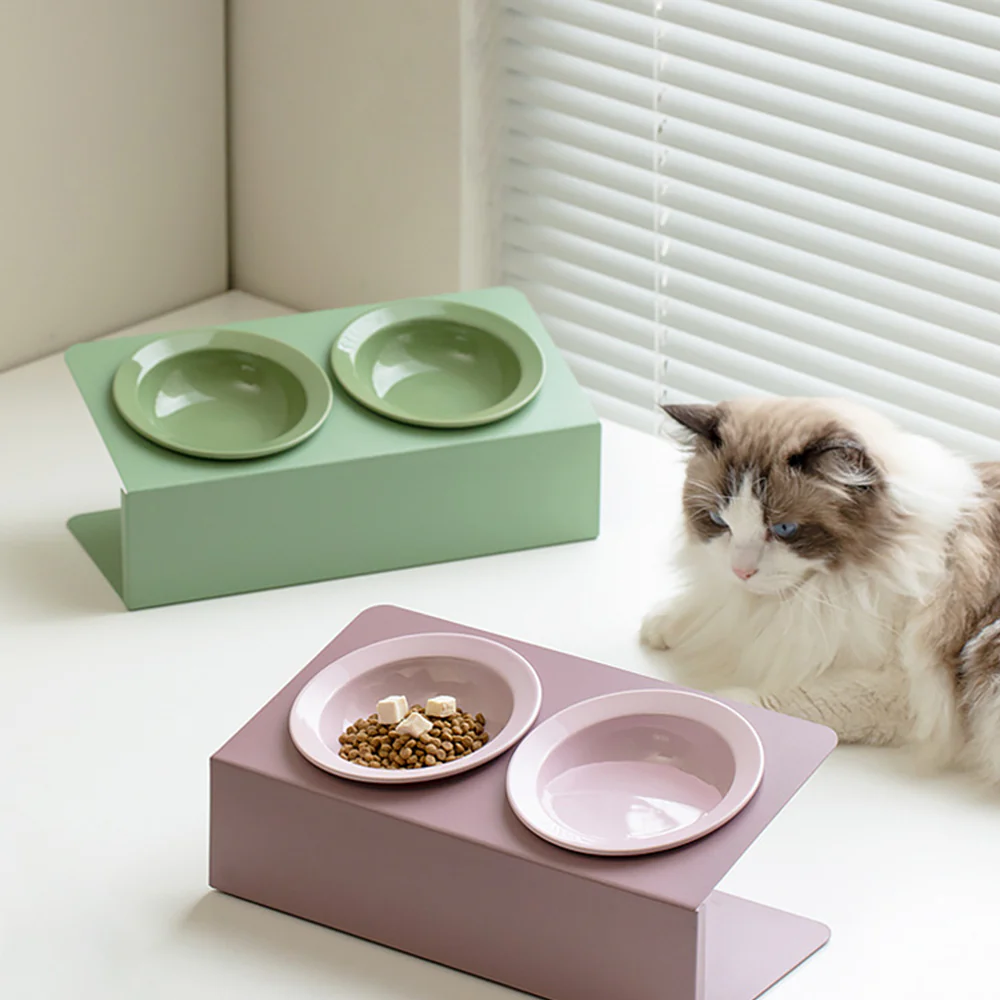 Double Ceramic Pet Bowl With High Stand - 200ml - Image 5