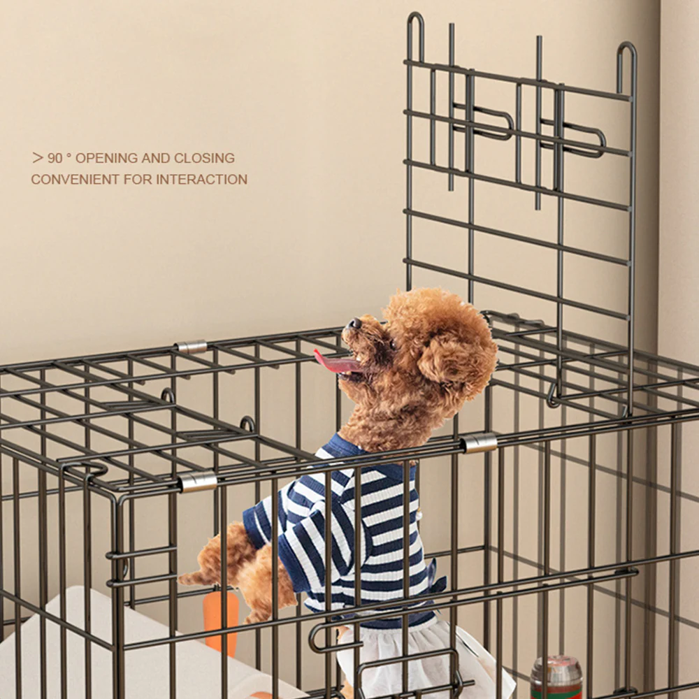 Double Door Multi-Function Pet Crate with Tray & Pad 70x50x60cm - Image 5
