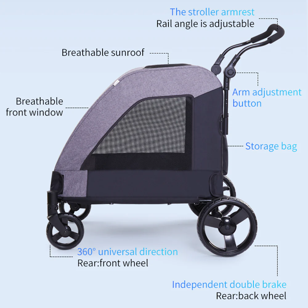 Easy Fold Pet Stroller - One-Touch Folding Design - Image 12