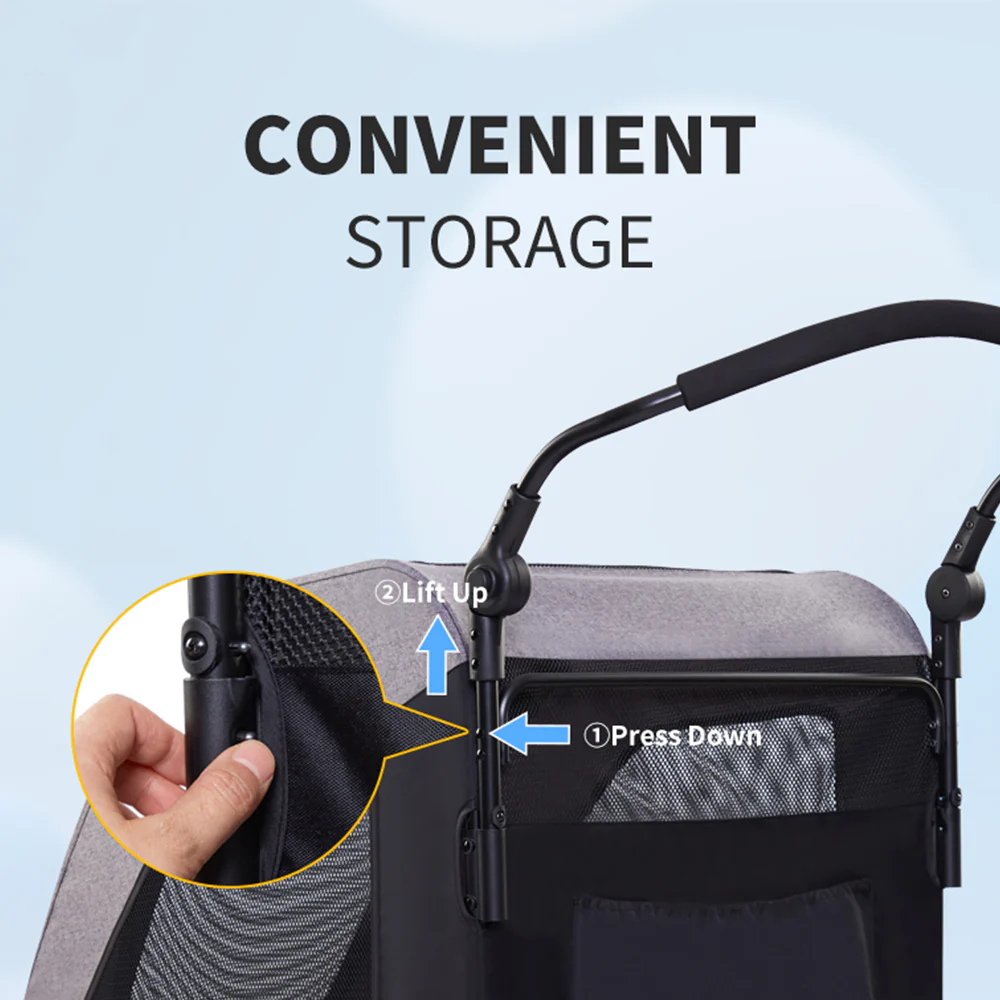 Easy Fold Pet Stroller - One-Touch Folding Design - Image 14