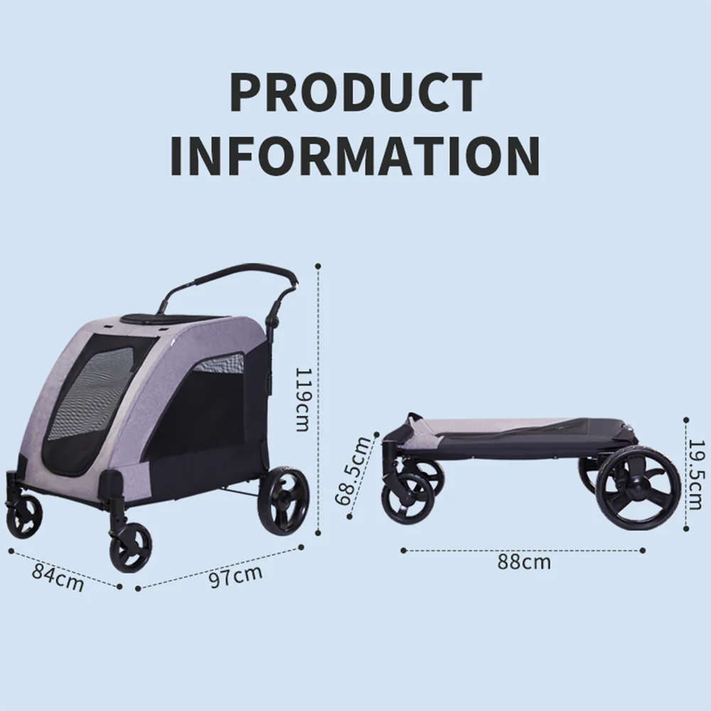 Easy Fold Pet Stroller - One-Touch Folding Design - Image 3
