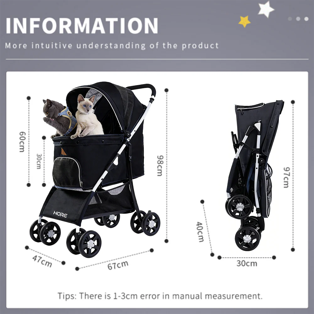 Easy Fold Pet Stroller - One-Touch Folding Design - Image 10