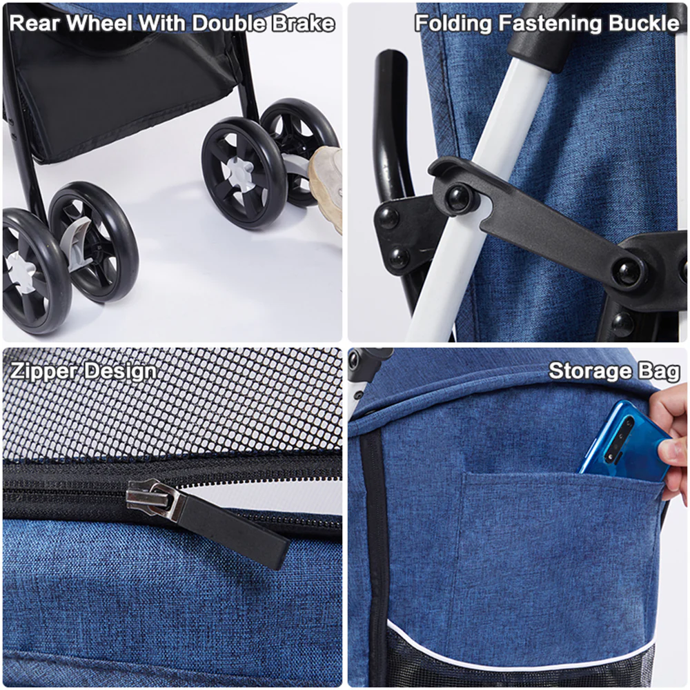 Easy Fold Pet Stroller - One-Touch Folding Design - Image 12