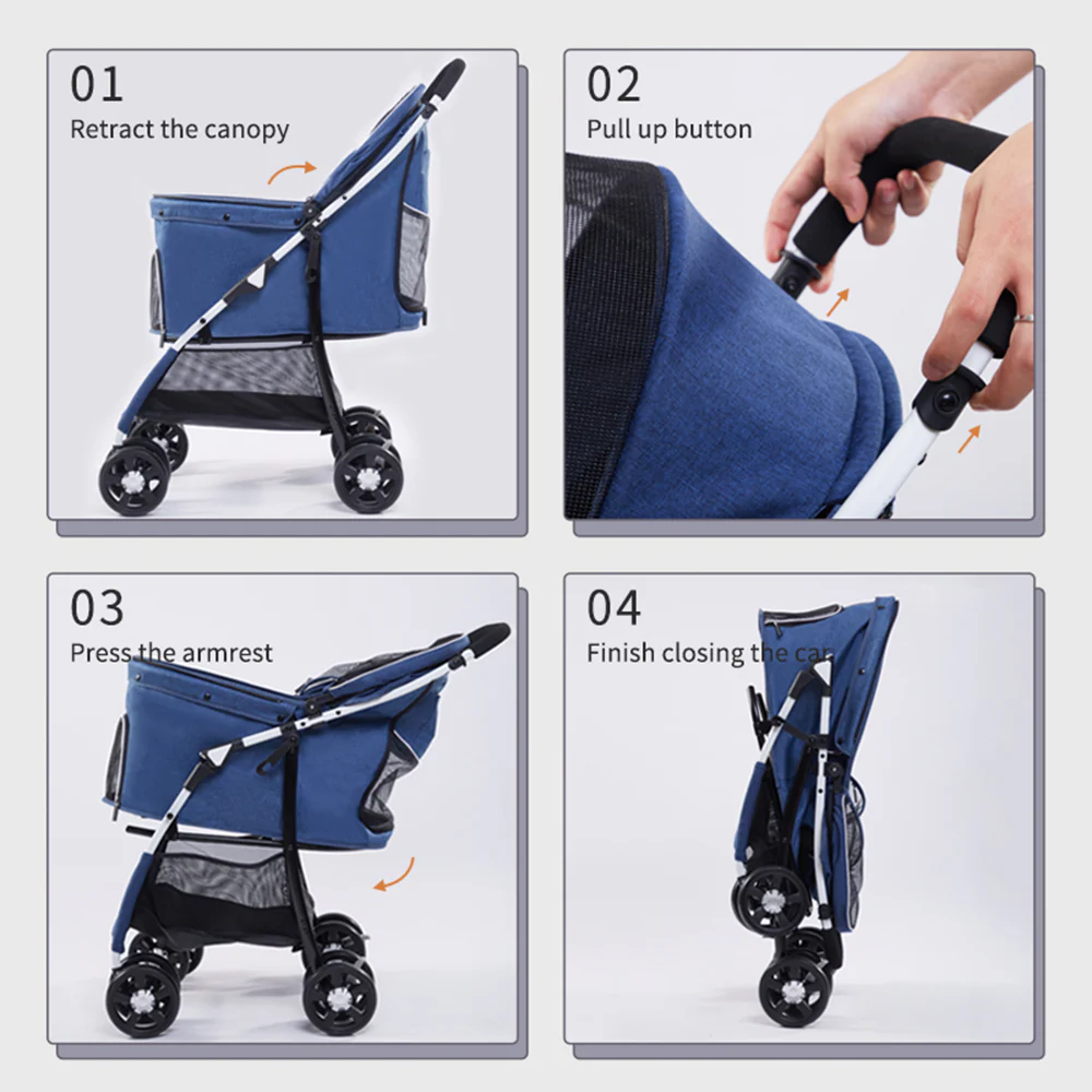 Easy Fold Pet Stroller - One-Touch Folding Design - Image 7