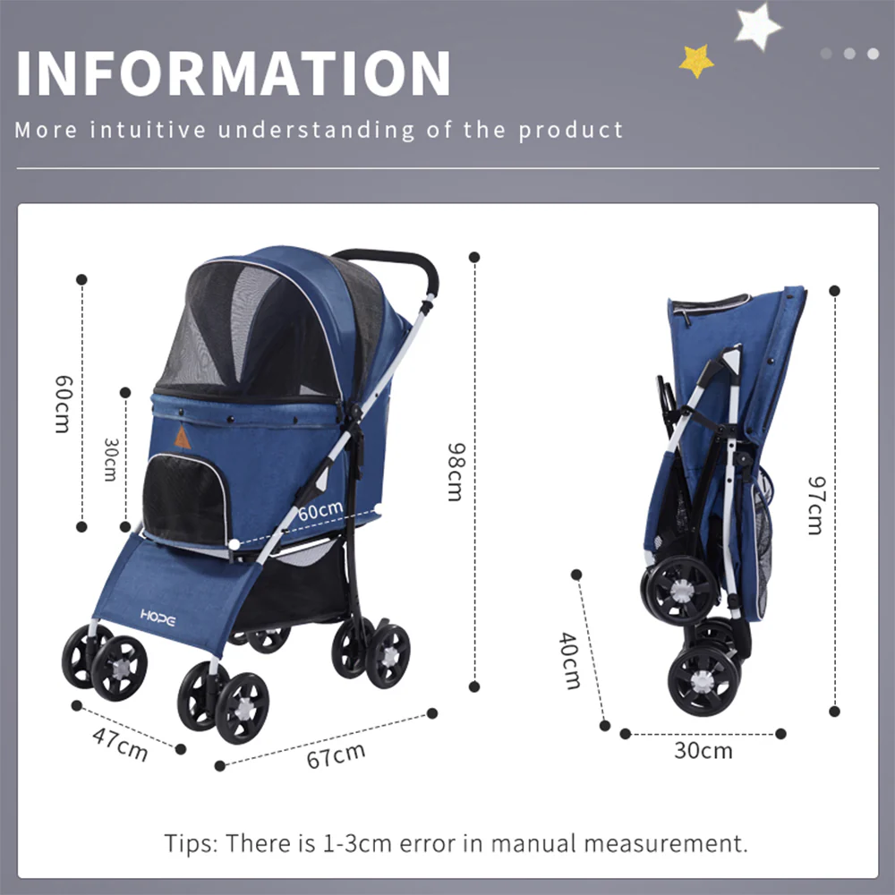 Easy Fold Pet Stroller - One-Touch Folding Design - Image 9