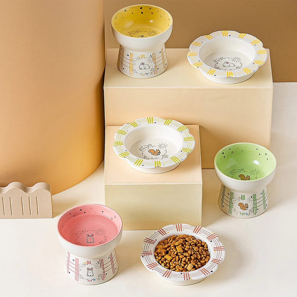 Elevated Ceramic Pet Bowl Anti Tip Neck Support - Image 3