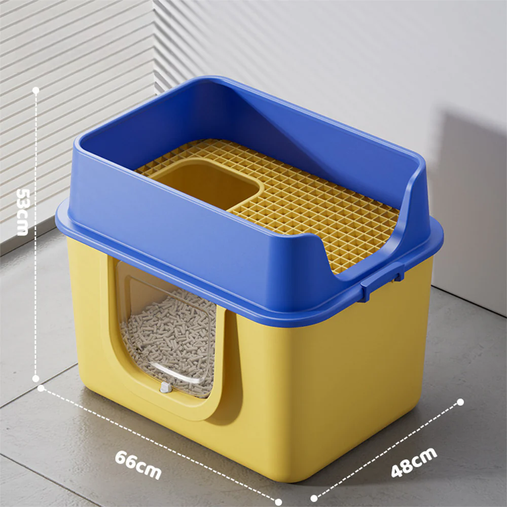 Extra Large Cat Litter Box High Sided with Grate Entry - Image 3