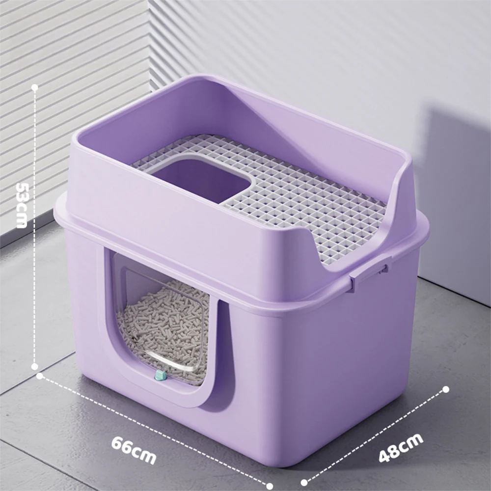 Extra Large Cat Litter Box High Sided with Grate Entry - Image 4