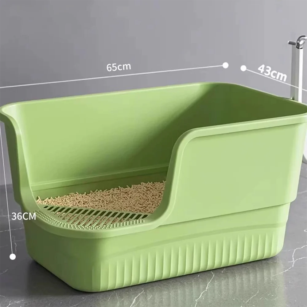 Extra Large Cat Litter Box With Litter Catching Step - High-Sided Design - 65x43x36cm - Image 5