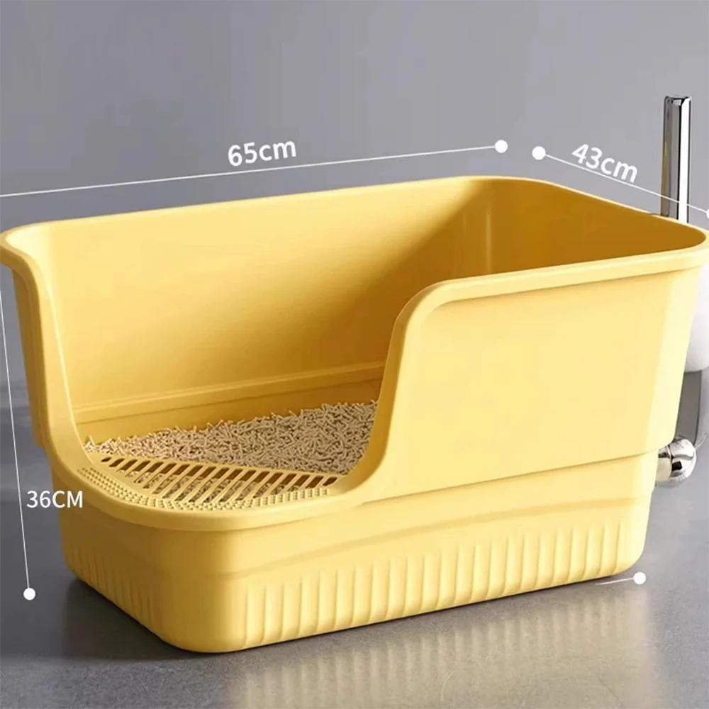 Extra Large Cat Litter Box With Litter Catching Step - High-Sided Design - 65x43x36cm - Image 6