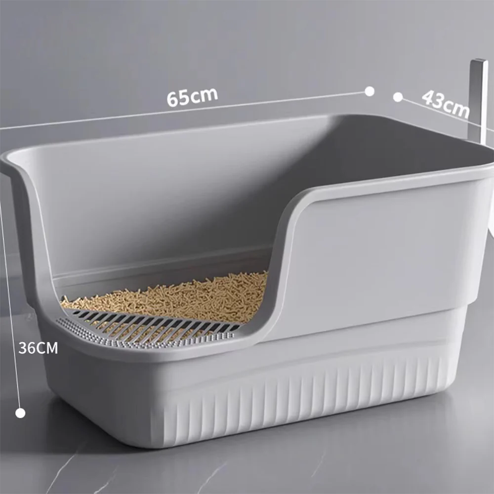 Extra Large Cat Litter Box With Litter Catching Step - High-Sided Design - 65x43x36cm - Image 7