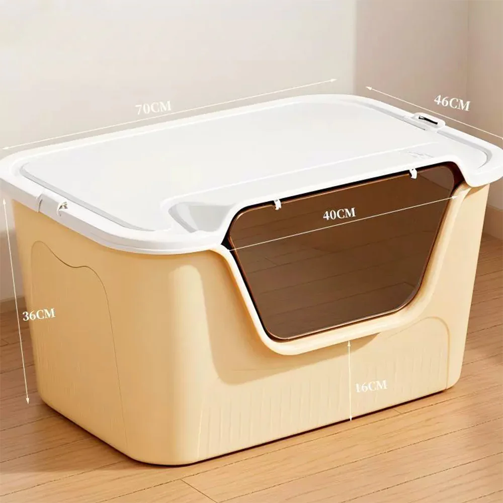 Extra Large Enclosed Cat Litter Box - High-Sided Design - 70x46x36cm - Image 5
