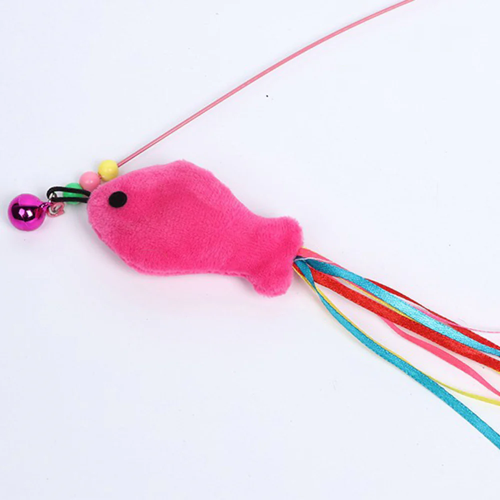 Feathered Steel Wire Mini Fish Cat Teaser Wand - Image 2