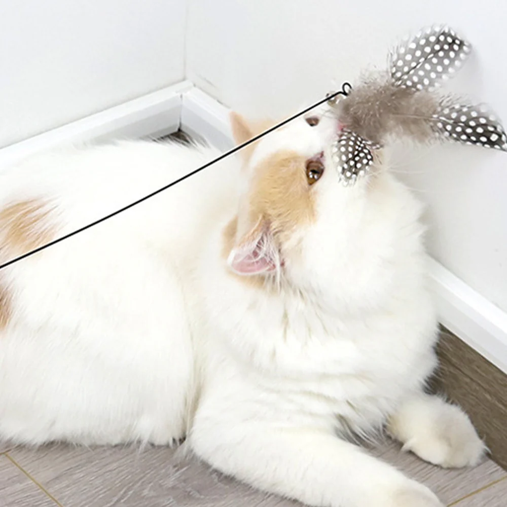 Feathered Wooden Pole Spring Stick Cat Teaser - Image 3