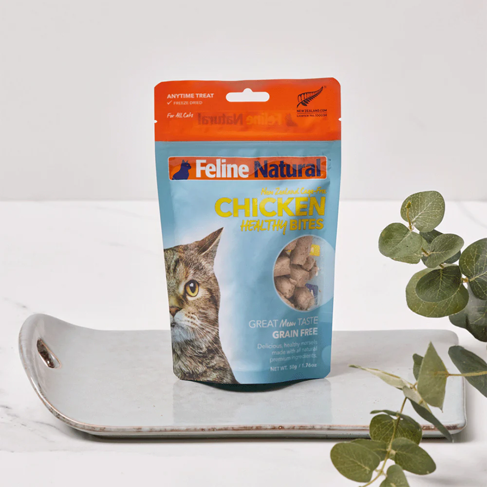 FELINE NATURAL Chicken Healthy Bites Grain Free Cat Treats 50g - Image 3