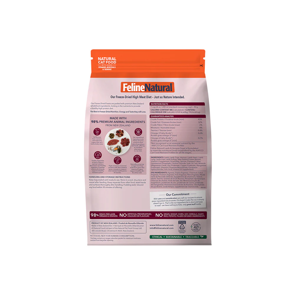 FELINE NATURAL Lamb & Venison Freeze Dried Cat Food - Image 8