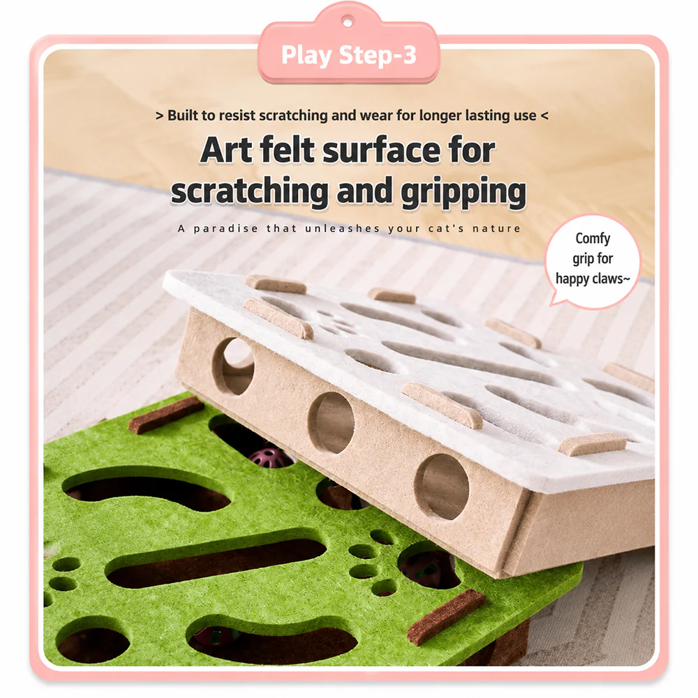 Felt Cat Puzzle Toy Interactive Foraging Box - Image 3