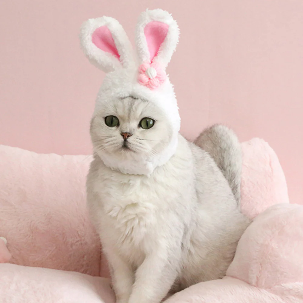 Flower Rabbit Ears Hat For Cat (28-35cm) - Image 2