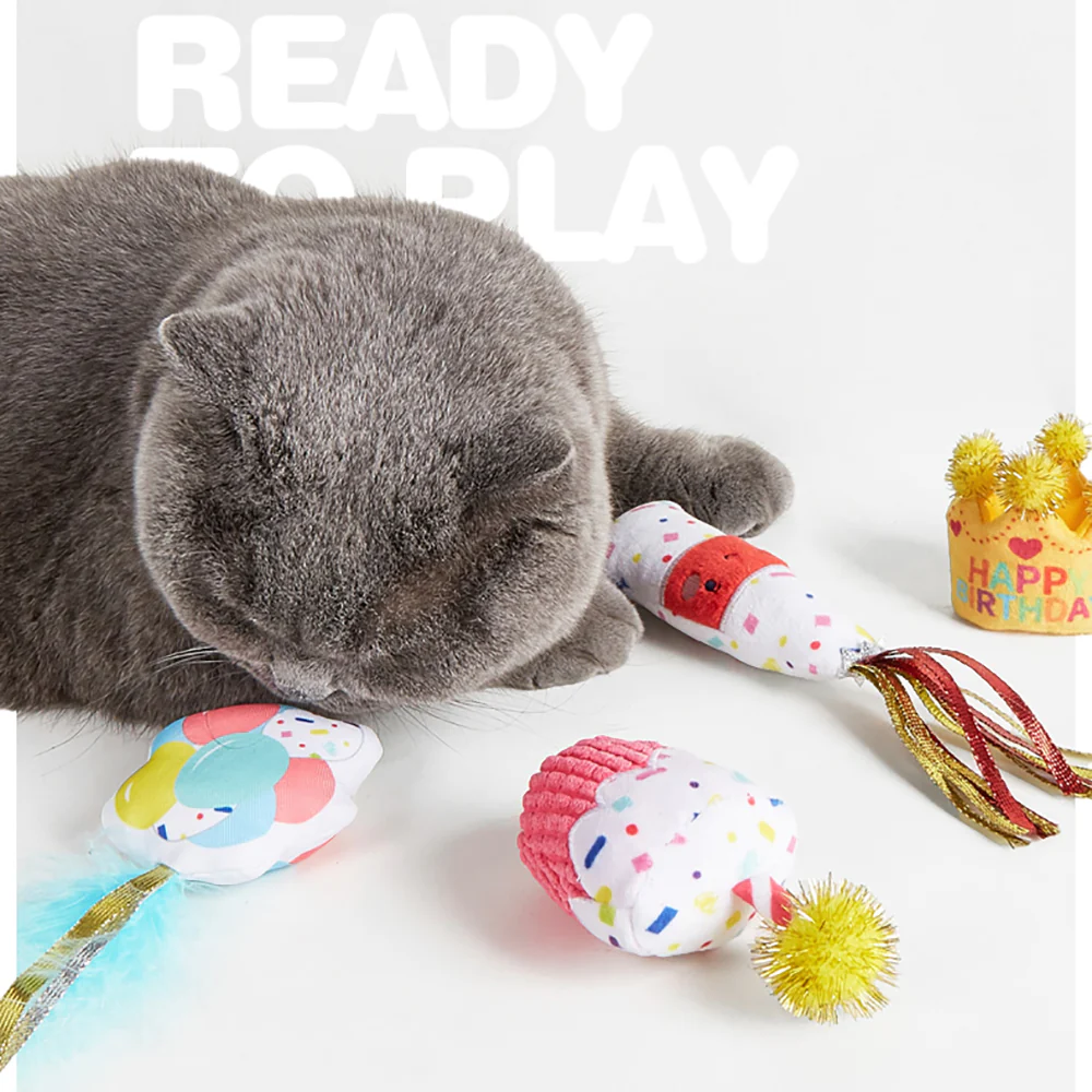 FOFOS Birthday Balloon Plush Catnip Cat Toy - Image 4