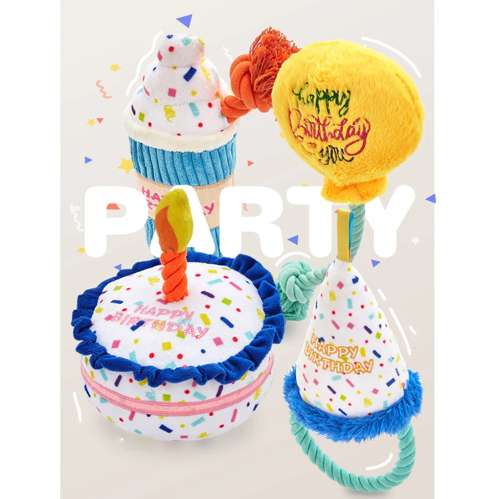FOFOS Birthday Balloon Plush Squeaky Dog Toy - Image 5