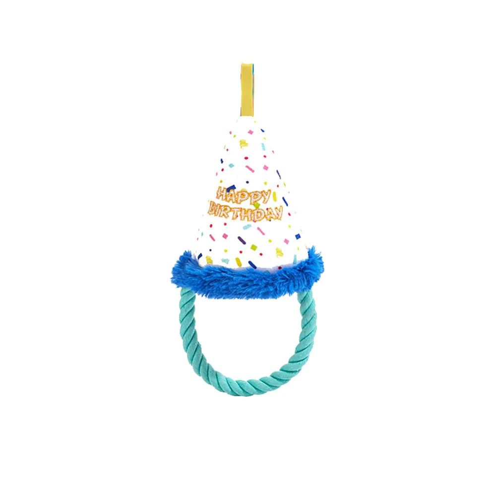 FOFOS Birthday Hat Plush Squeaky Dog Toy