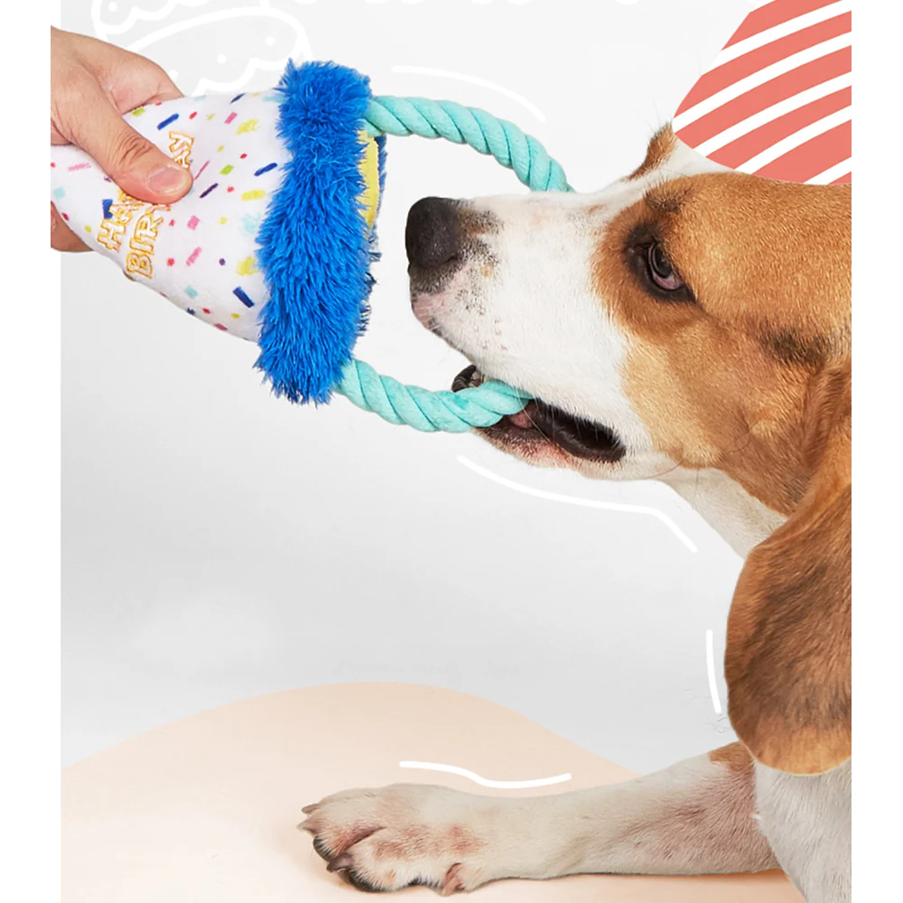 FOFOS Birthday Hat Plush Squeaky Dog Toy - Image 3
