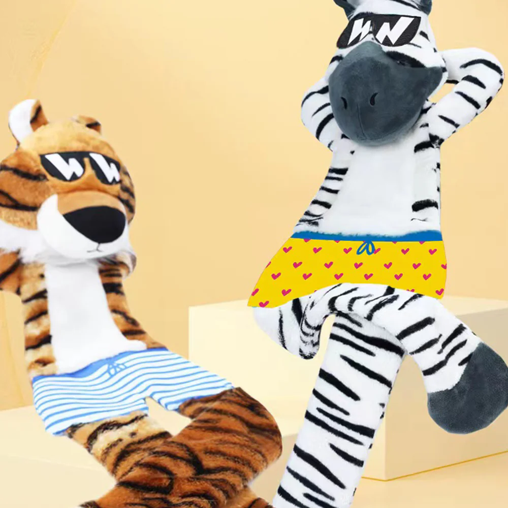 FOFOS Jumbo Skinnez Tiger Plush Crinkle Dog Toy - Image 3