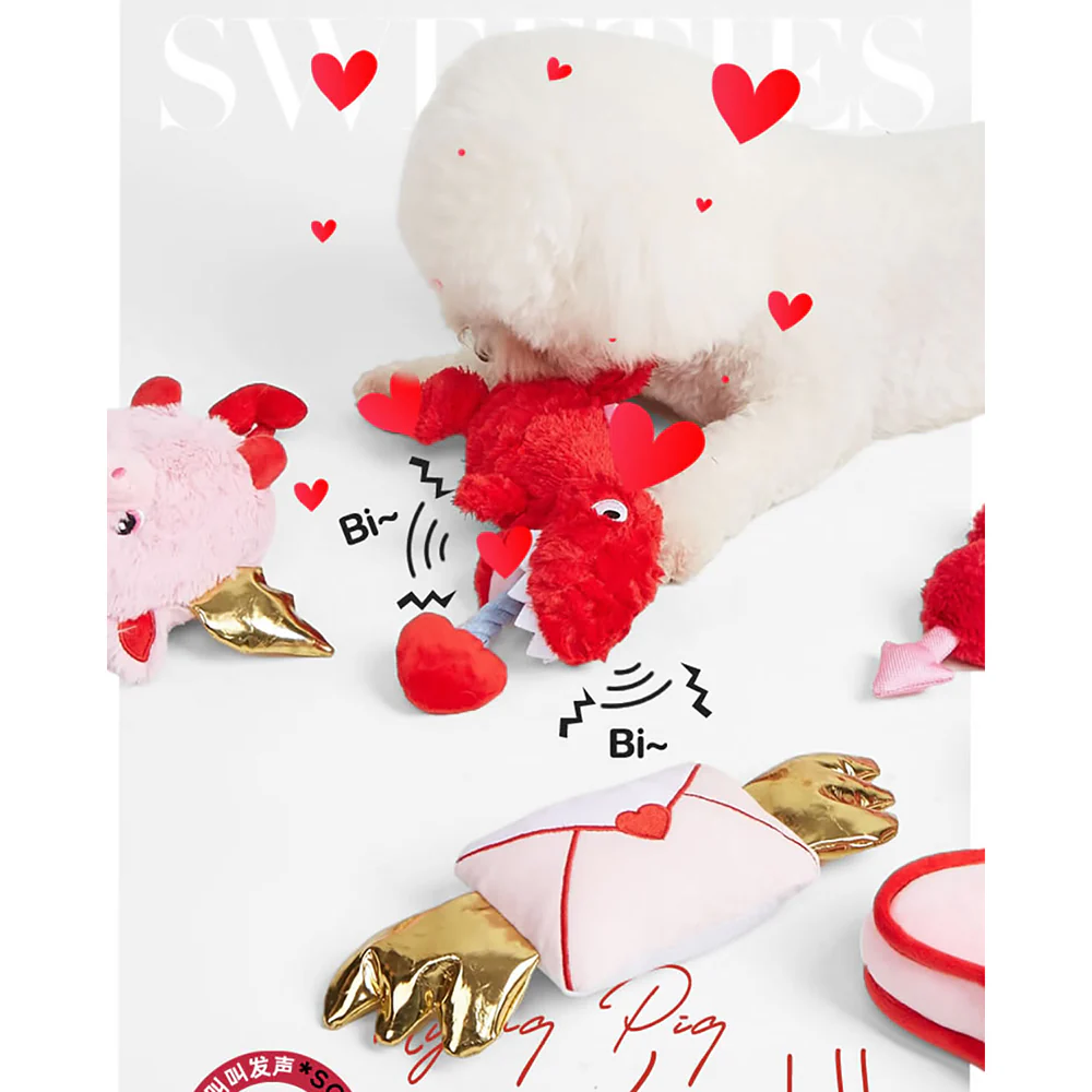 FOFOS Love Pig Plush Squeaky Dog Toy - Image 5