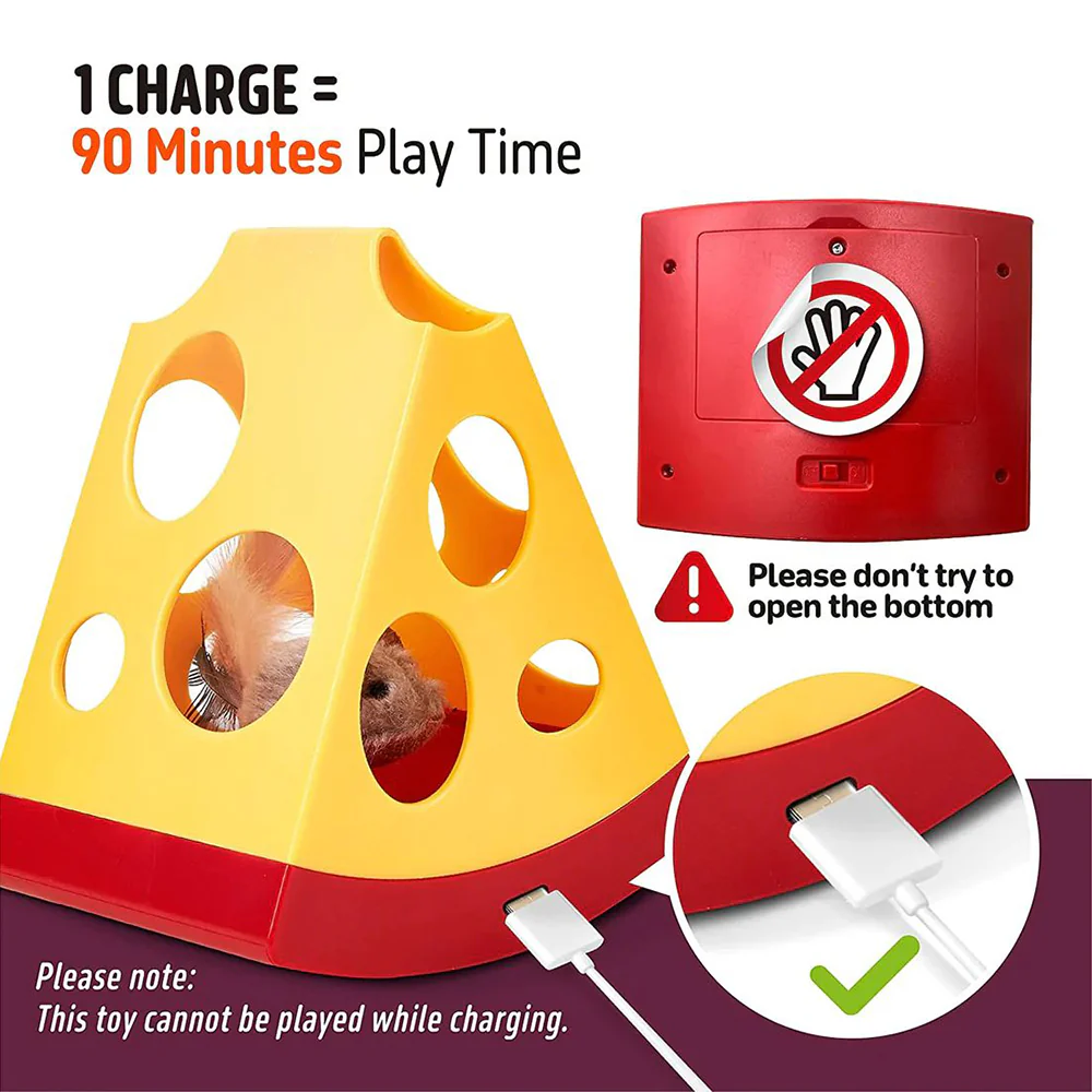 FOFOS Mouse In Cheese Electronic Spin Cat Toy - Image 7