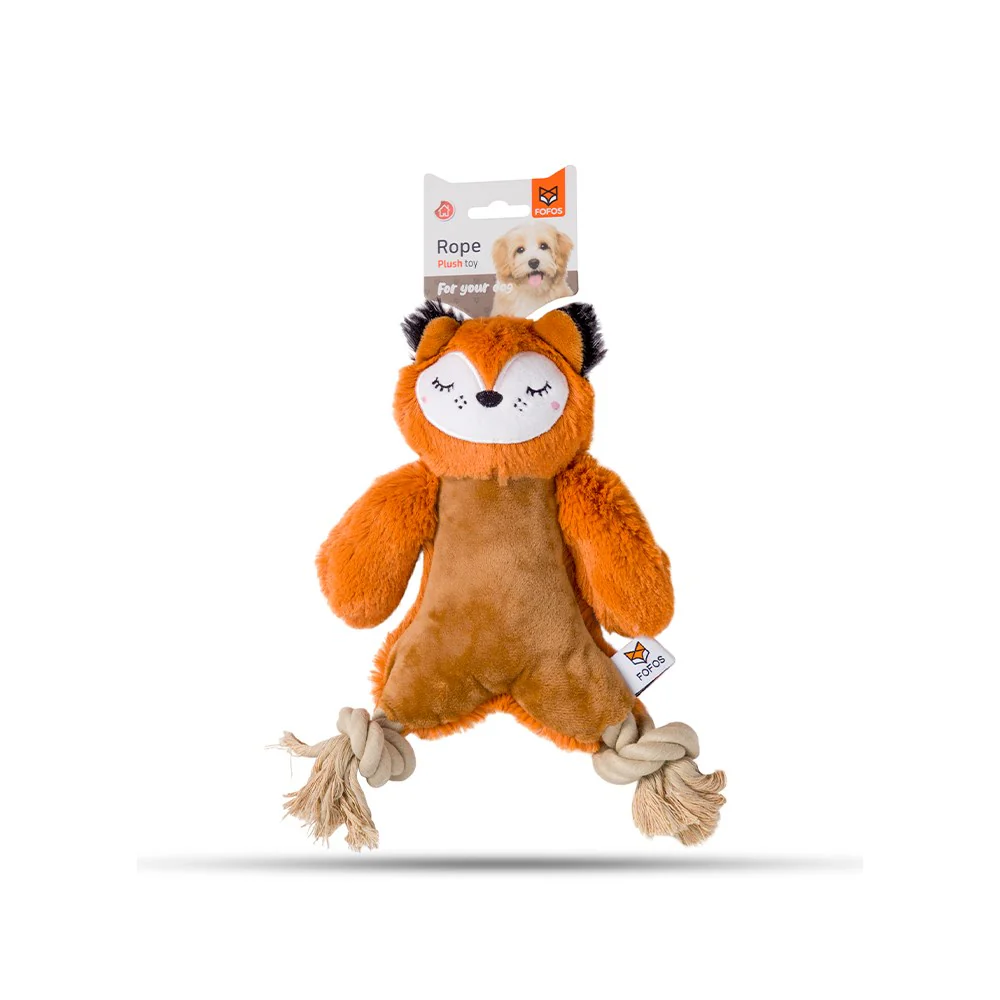 FOFOS Rope Bear Plush Crinkle Dog Toy