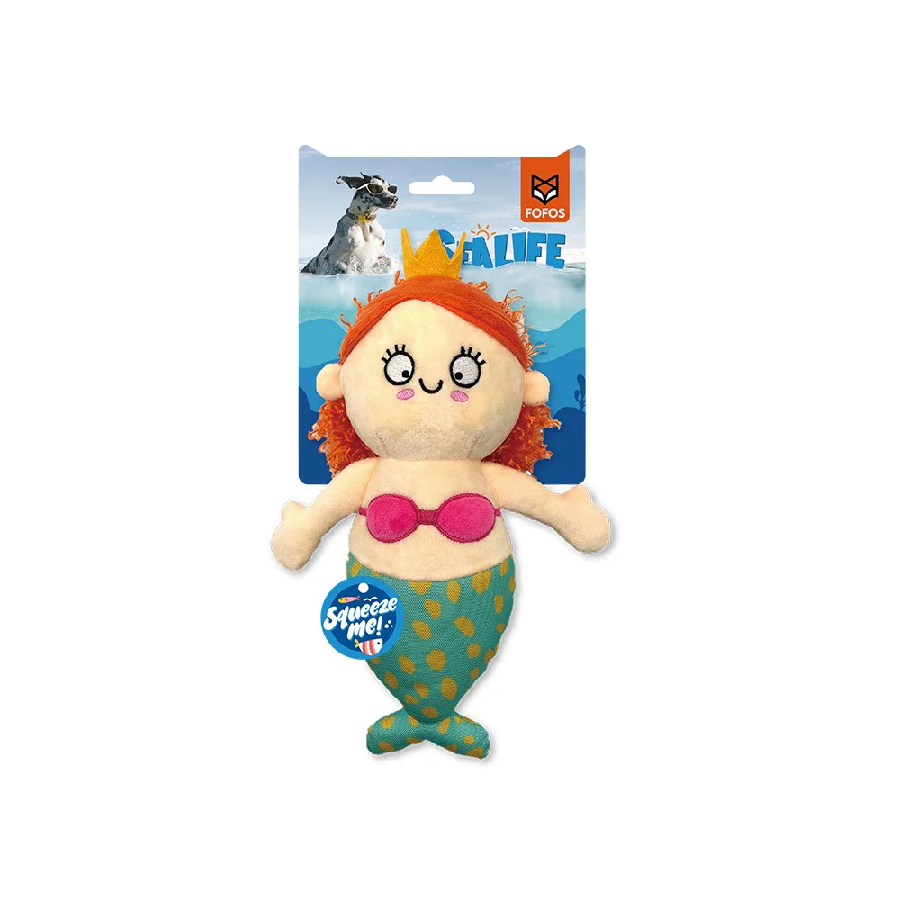 FOFOS Sealife Mermaid Plush Squeaky Dog Toy