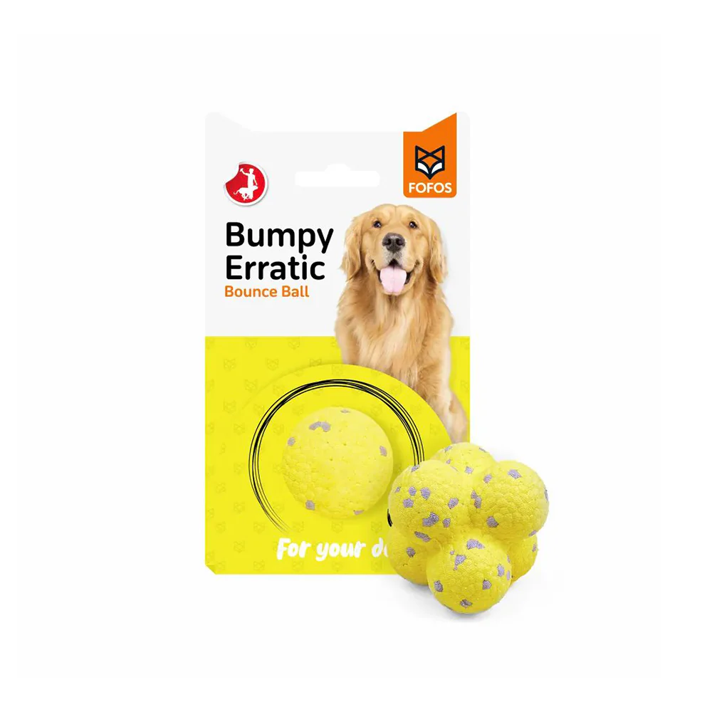 FOFOS The Amazing Ultra-Durable Yellow/Grey Bounce Dog Toy Ball - Image 2