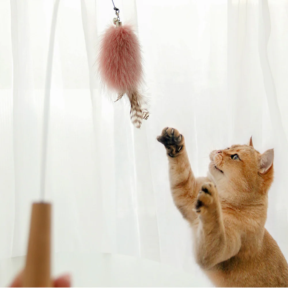 Fox Fur Wood Rod And Wire Cat Teaser Wand - Image 3