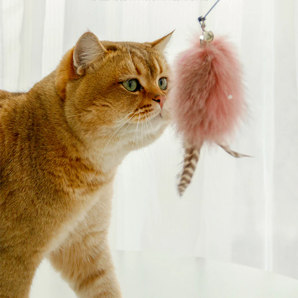 Fox Fur Wood Rod And Wire Cat Teaser Wand - Image 5