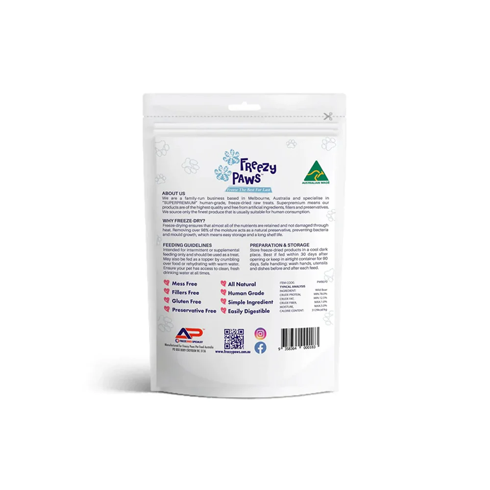 FREEZY PAWS Wild Boar Freeze Dried Pet Treats 70g - Image 3