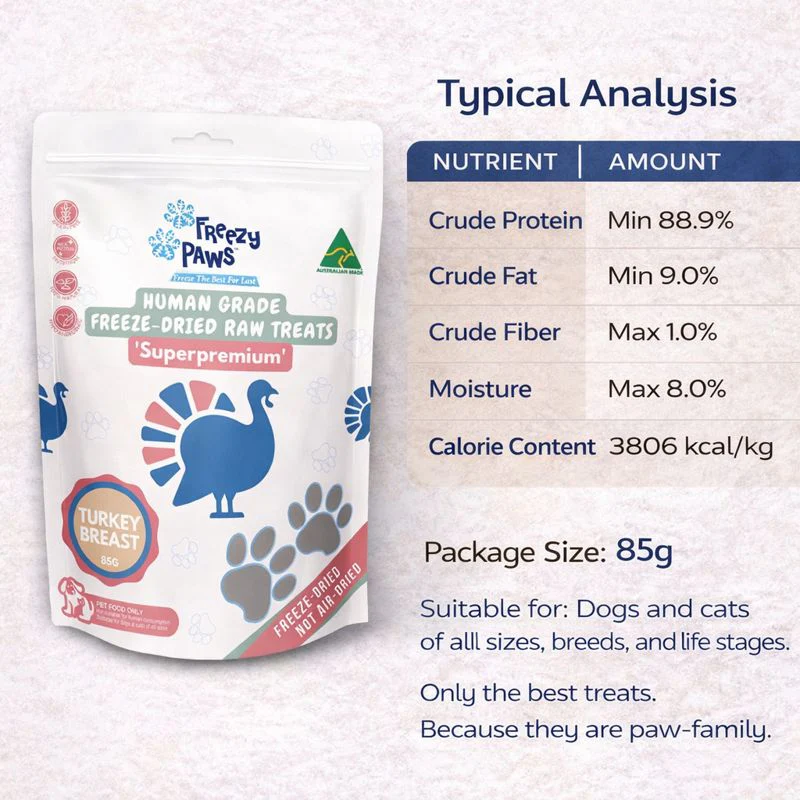 FREEZY PAWS Turkey Breast Freeze Dried Pet Treats 85g - Image 2