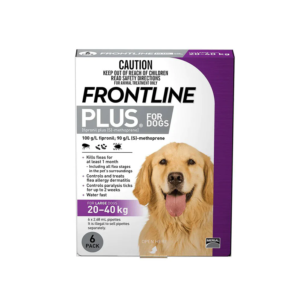 FRONTLINE Plus Purple Flea Topical Treatment for Large Dog (20-40kg) 6 pcks