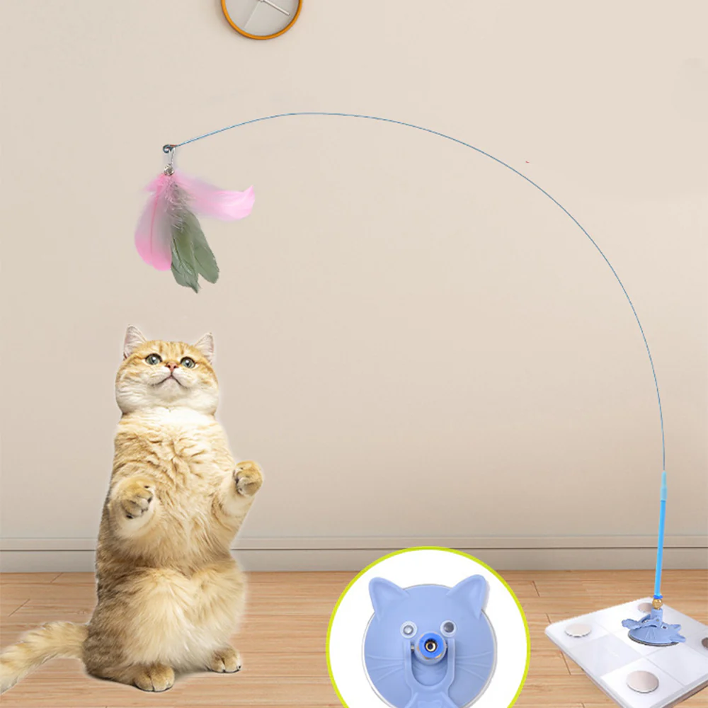 Green Cat Teaser Bouncy Wire Toy Feather With Powerful Scution Cup - Image 2