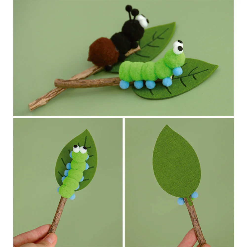 Green Caterpillar Ant Set Wooden Knot Molar Stick - Image 3
