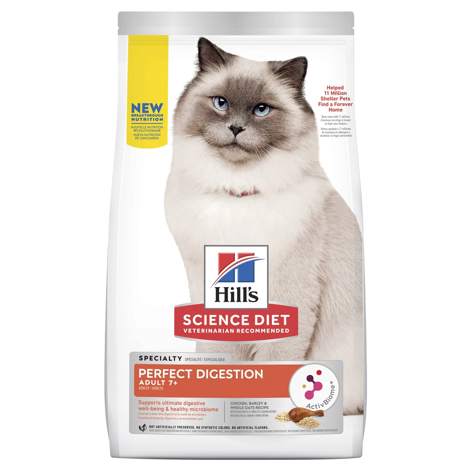 HILLS Science Diet Perfect Digestion Chicken & Barley Adult 7+ Dry Cat Food 2.72kg