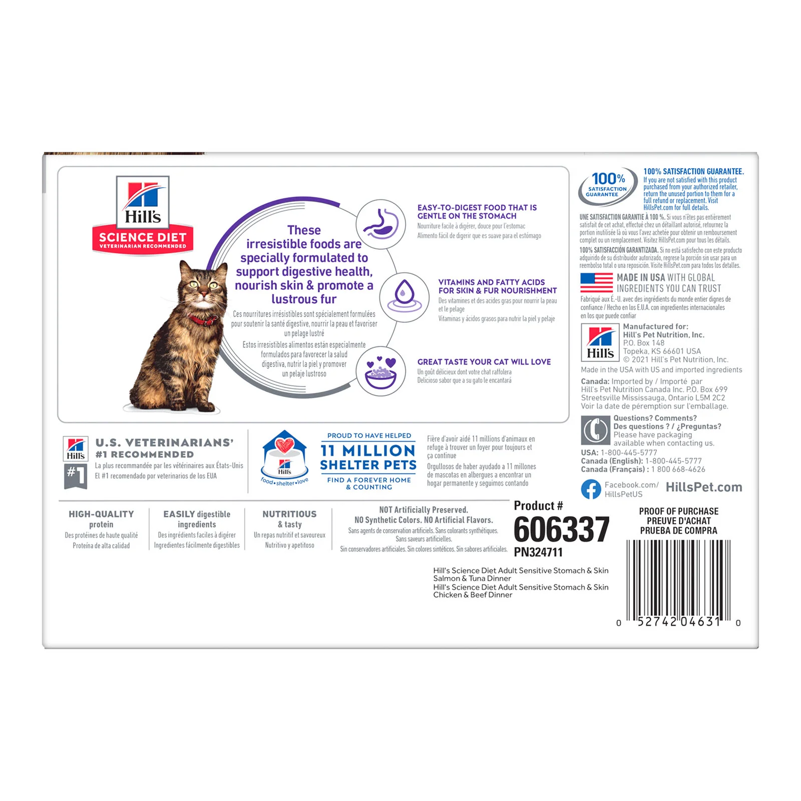 HILLS Science Diet Sensitive Skin & Stomach Variety Adult Wet Cat Food 85gx12 - Image 2